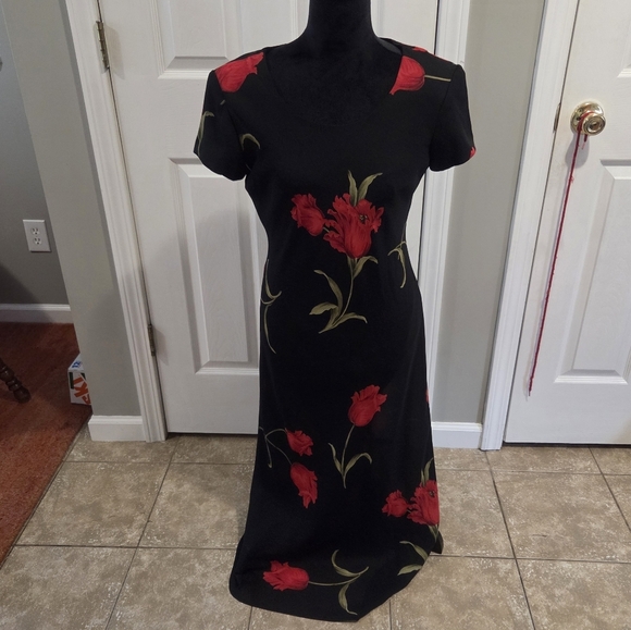 Jessica Howard Women's Vintage Y2k Black Floral Midi Dress. S 10 Witchy Vampire - Picture 9 of 10